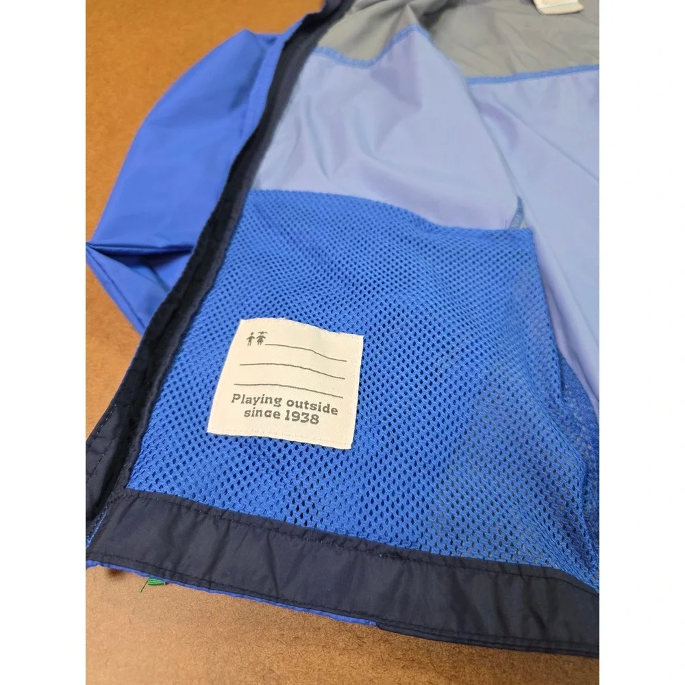 Columbia Kids Blue Colorblock Hooded Windbreaker Jacket Full Zip Size S 8